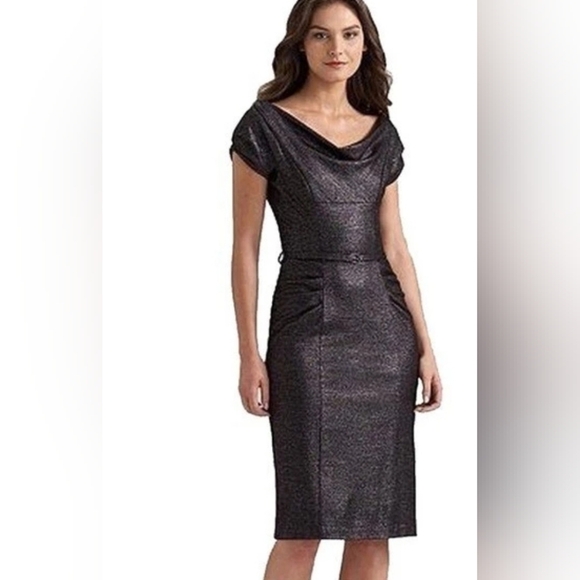 Diane von Furstenberg Black Lurex Wool Blend Ellen Marie Sheath Dress - Picture 1 of 7